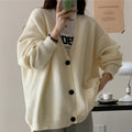 Women's Large, Comfortable Knit Cardigan with Buttons and Pockets