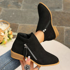 Women's Ankle Boots with Asymmetric Zipper