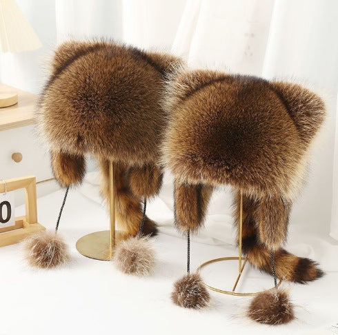 Cozy Faux Fur Hat with Ear Flaps and Pom-Poms
