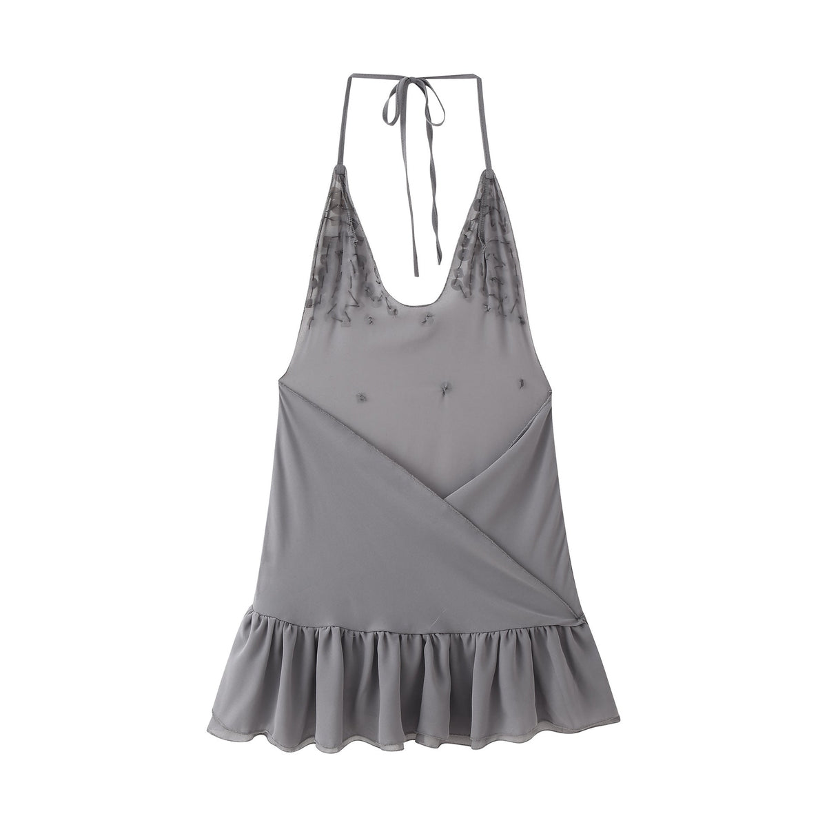 Women's Sleeveless Summer Top with Sparkling Sequins and Ruffled Hem