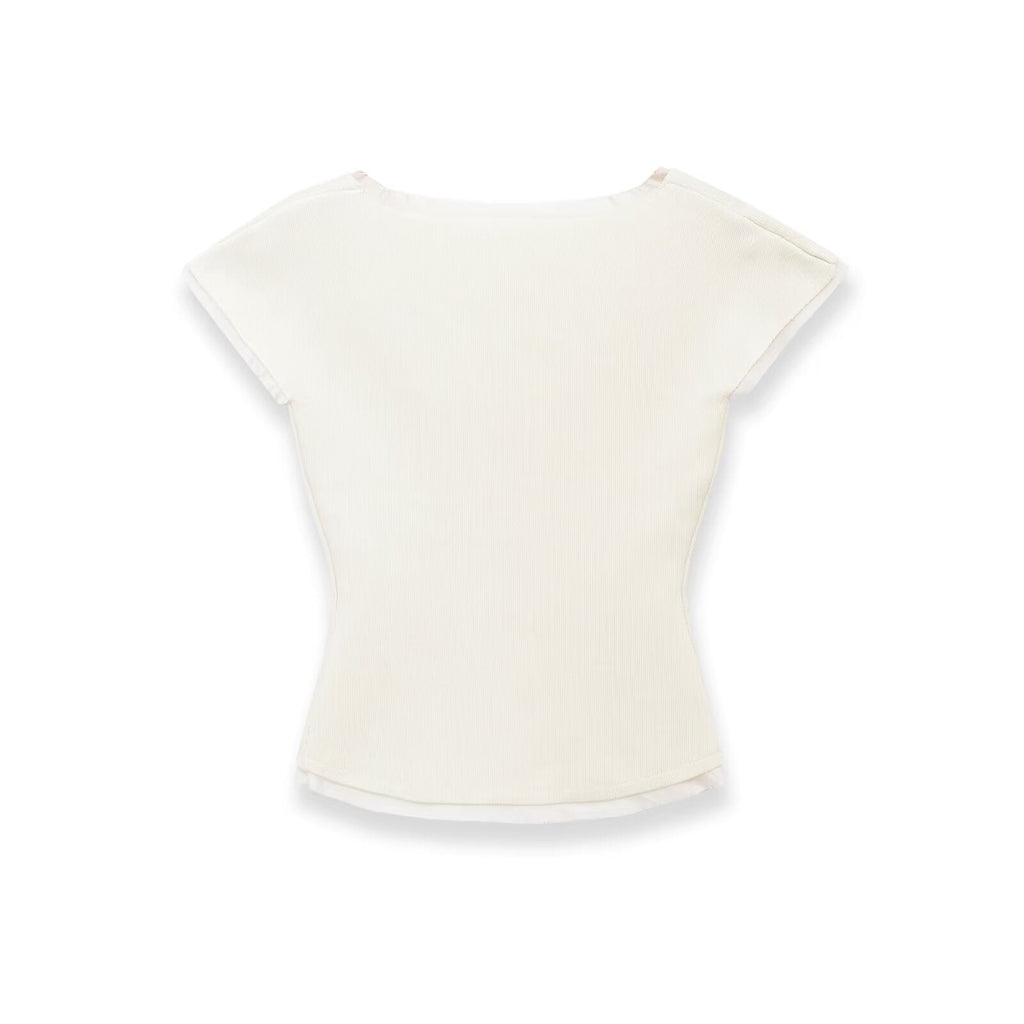 Women's Fitted Short-Sleeve Ribbed Shirt