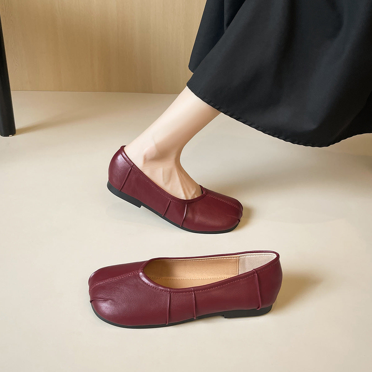Women's Ballet Flats with Unique Pleated Design