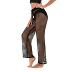 Women's High-Waist Crochet Beach Pants with Wide Leg