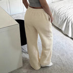 Women's Fluffy Joggers with Elastic Waist and Side Pockets