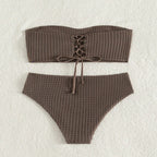 Women's Bandeau Bikini with Refined Lace-Up Detail