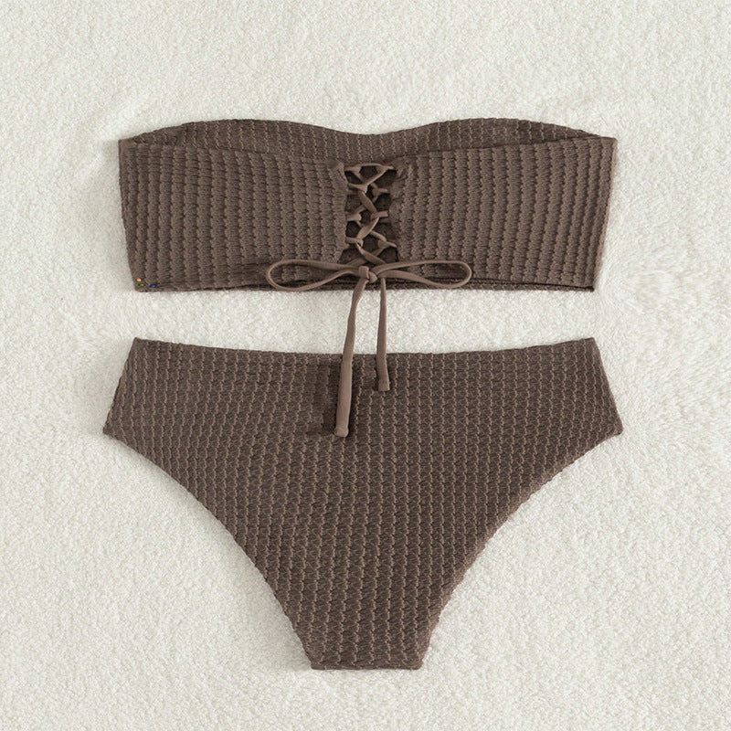 Women's Bandeau Bikini with Refined Lace-Up Detail