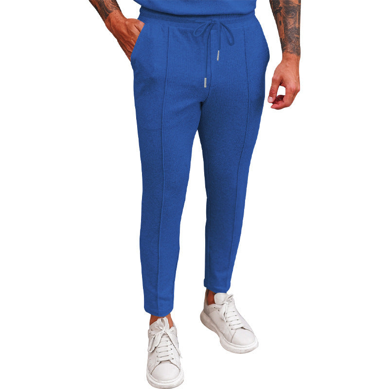 Women's Elastic Casual Pants with Waffle Texture