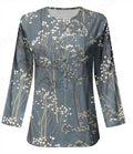 Women's Long Sleeve Button-Down Blouse with Floral Print