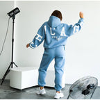 Women's Casual Oversized Sweat Suit with Hood and Elastic Waist