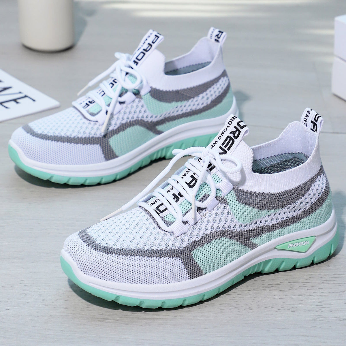 Women's Breathable Mesh Running Shoes with Elastic Lacing