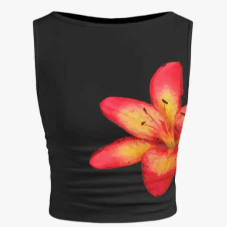 Women's Sleeveless Floral Crop Top