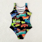 Women's Swimsuit with Graphic Design and Fashionable Cut-Out