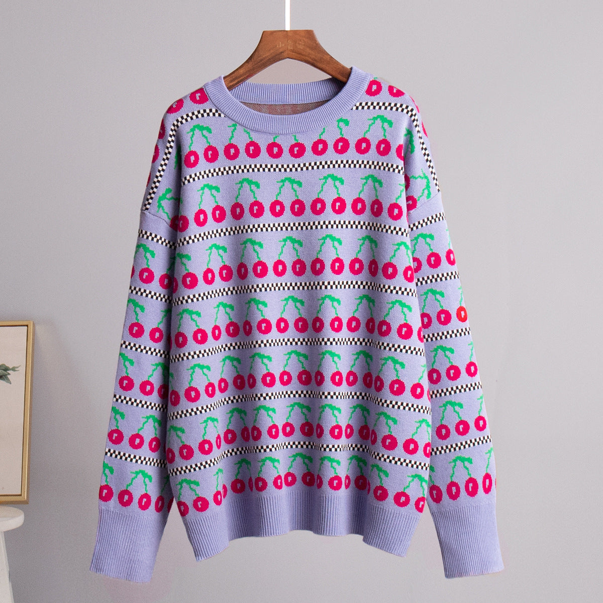 Women's Patterned Sweater with Fruity Design