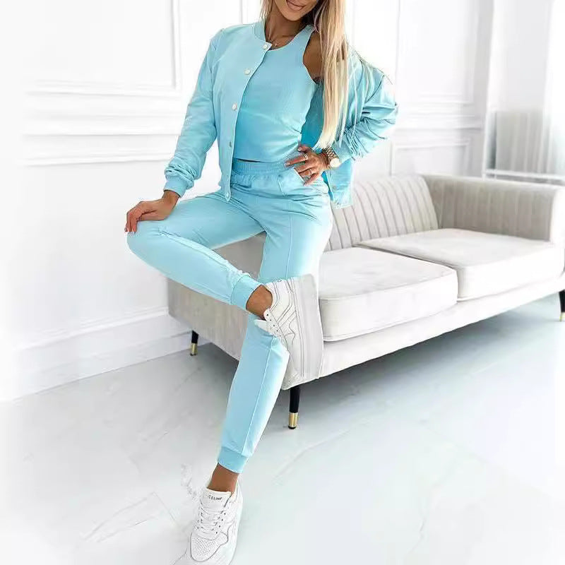 Women's Casual Jogging Suit with Chic Cut and Elastic Waistband