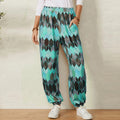 Women's Casual Pants with Modern Geometric Pattern and Elastic Waistband