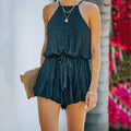 Women's Airy Jumpsuit with Playful Cut and Waist Drawstring