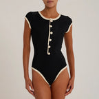 Women's Swimsuit with Button Detail and Elegant Cut