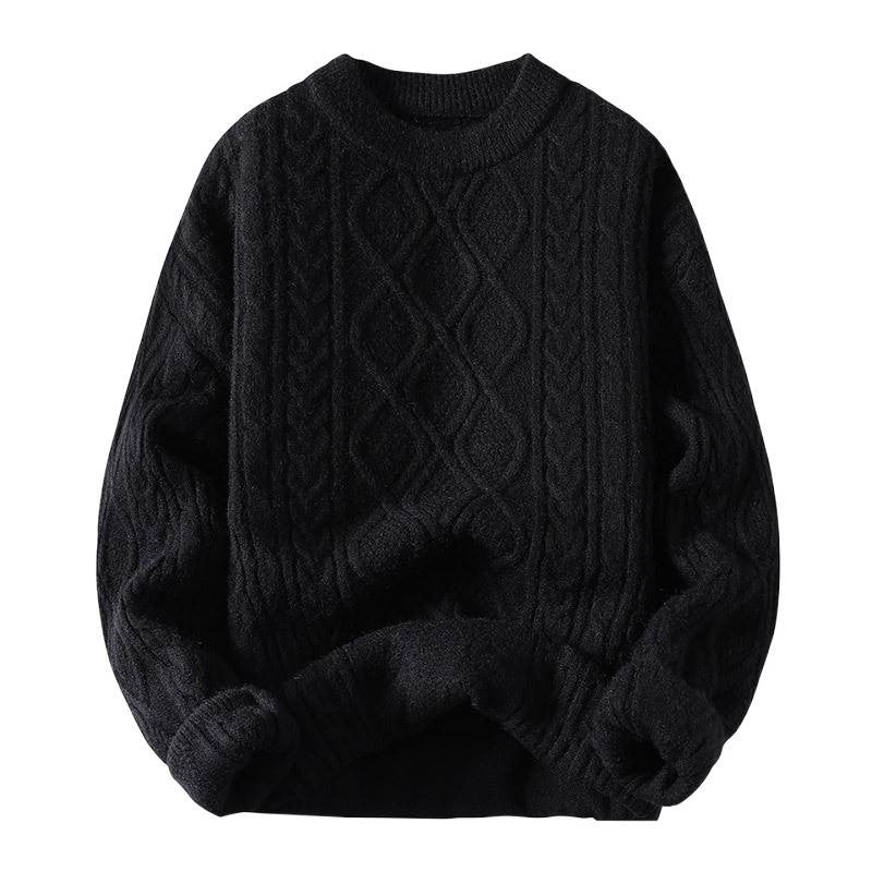 Women's Chunky Knit Sweater with Contemporary Cable Pattern and Classic Crew Neck