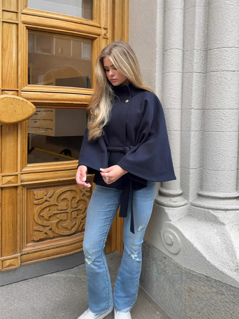 Women's Modern Cape with Waist Belt