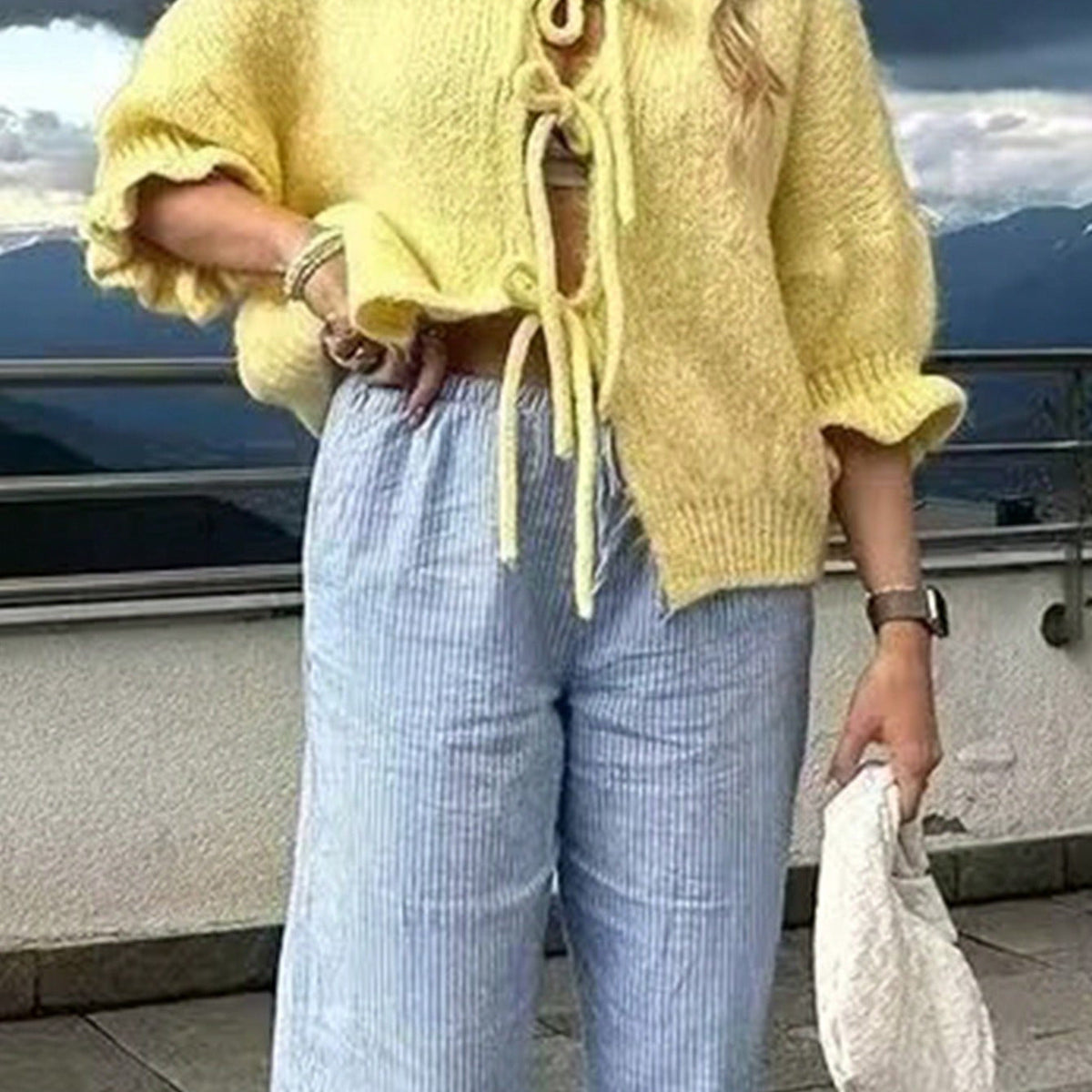 Women's Chunky Knit Cardigan with Tie Details