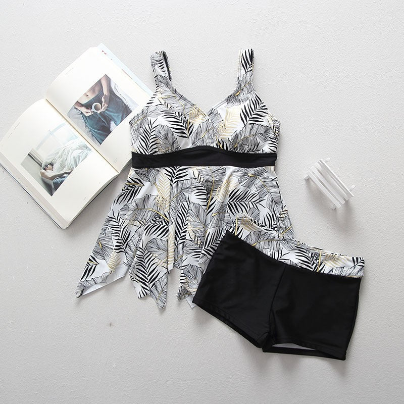 Women's Ruffled Swimsuit with Ribbed Texture
