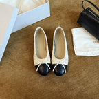 Women's Ballet Flats with Elegant Bow Detail in Leather