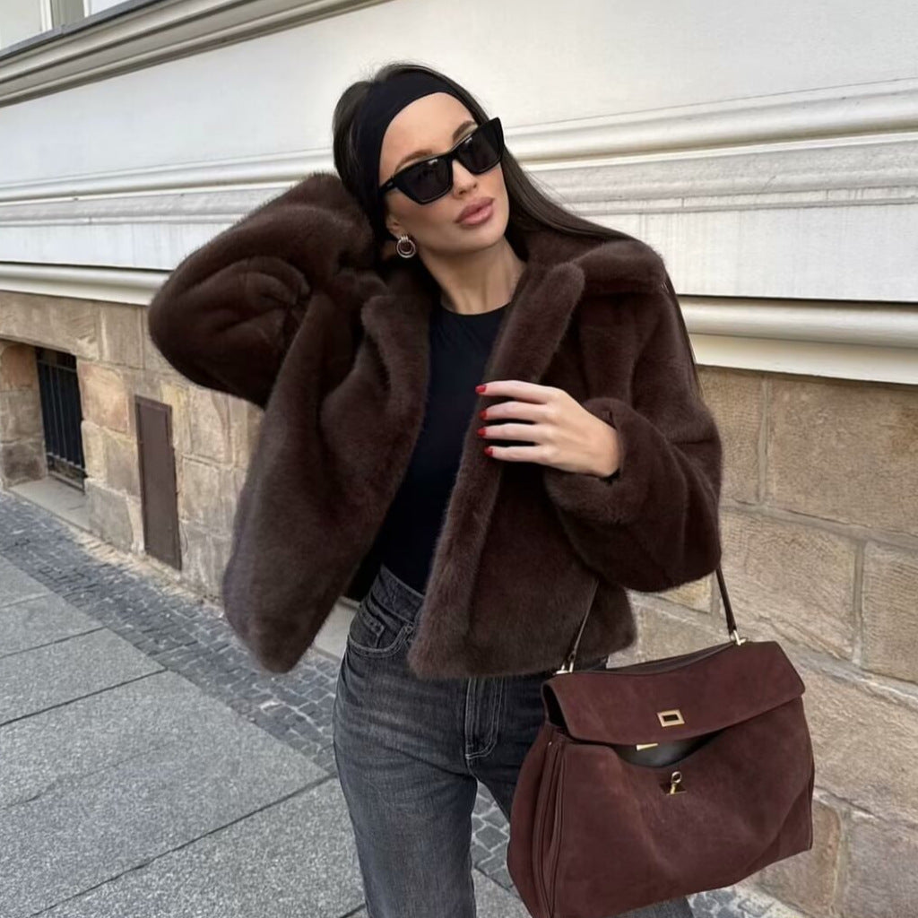 Women's Elegant Soft Short Jacket with Teddy Lining