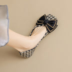 Women's Ballet Flats with Elegant Bow and Sparkling Rhinestones