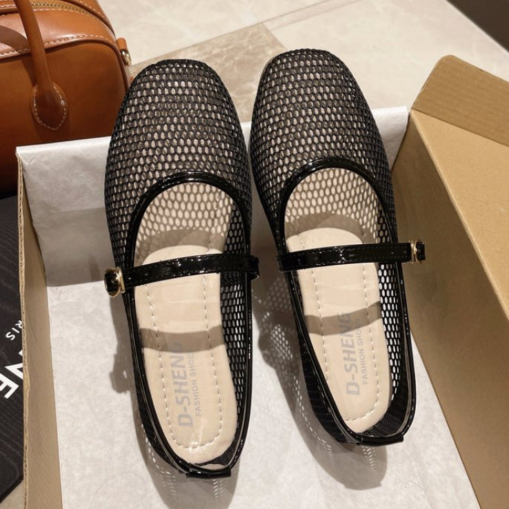 Women's Breathable Ballet Flats with Adjustable Strap