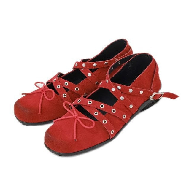 Women's Ballet Flats with Straps and Lacing