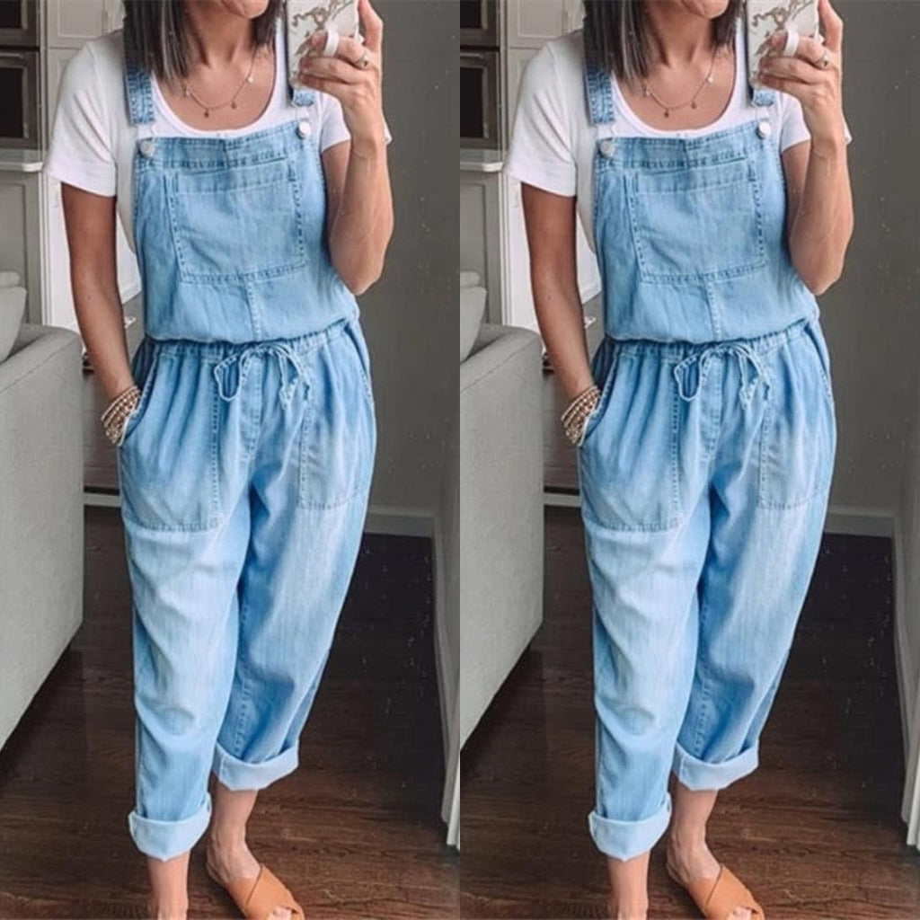 Women's Denim Overalls with Adjustable Straps
