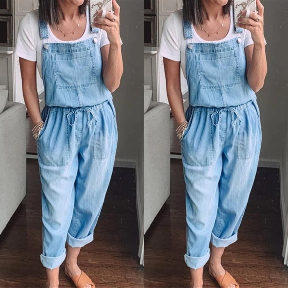 Women's Denim Overalls with Adjustable Straps