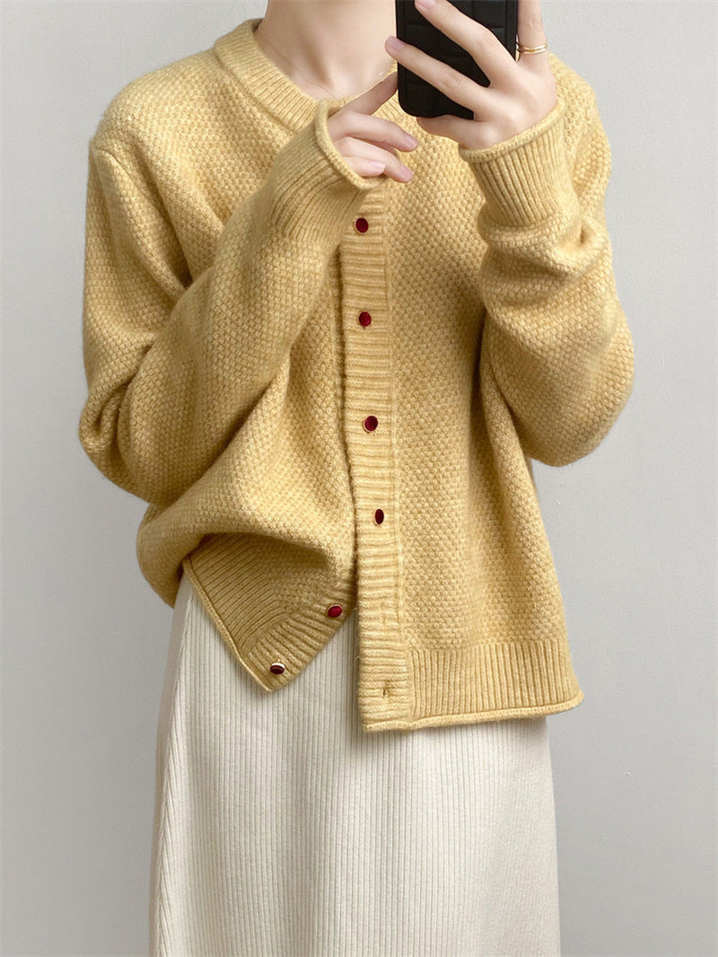 Women's Chunky Knit Cardigan with Button Closure