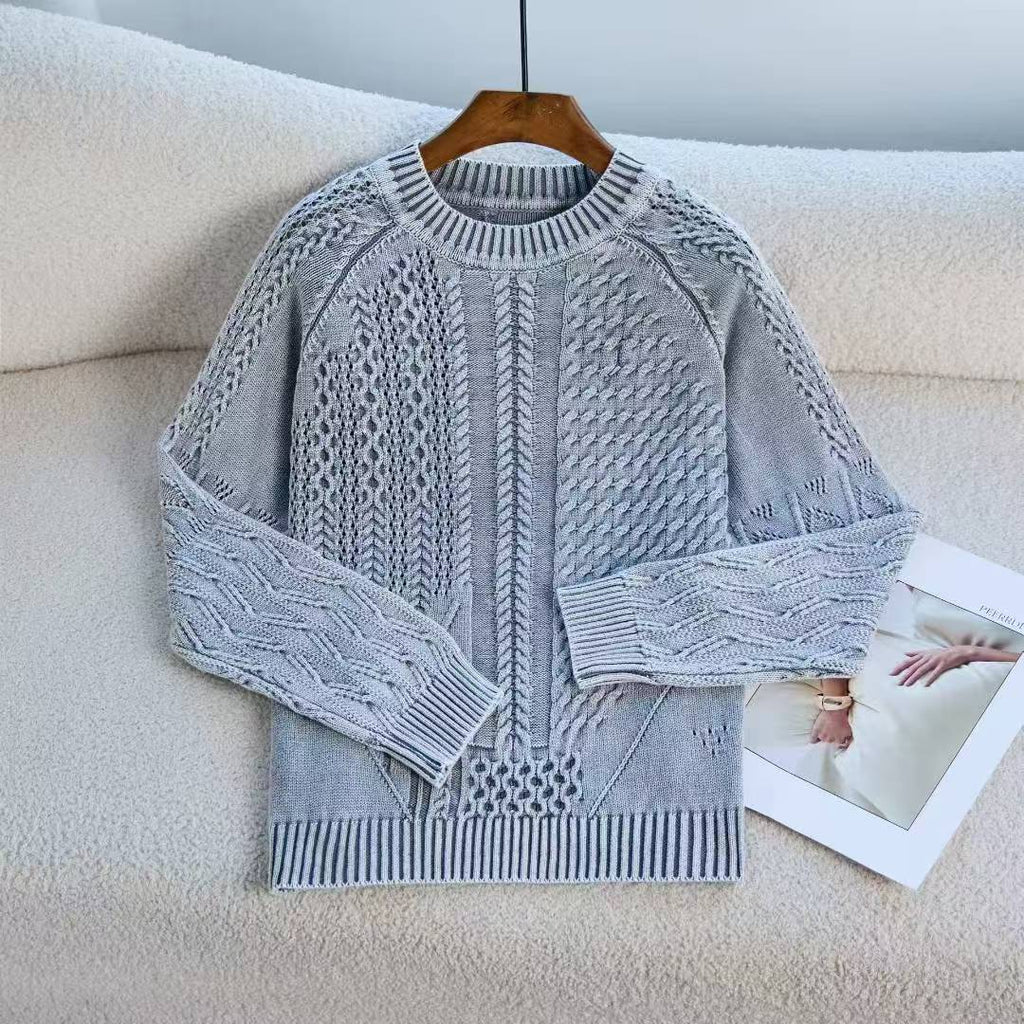 Elegant Chunky Knit Sweater with Artistic Design