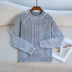 Elegant Chunky Knit Sweater with Artistic Design