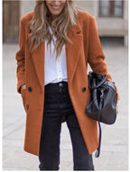 Women's Elegant Warm Double-Breasted Wool Coat
