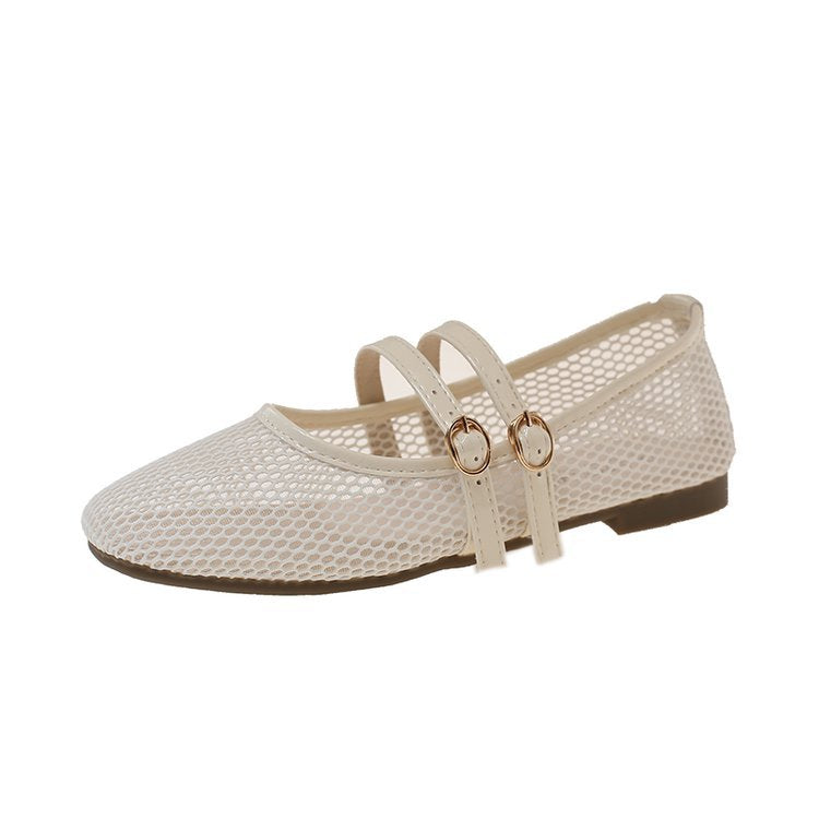 Women's Breathable Ballerina Flats with Double Buckle
