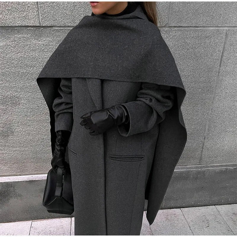 Women's Elegant Oversized Coat with Hood