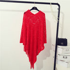 Elegant Poncho with Decorative Crochet Pattern