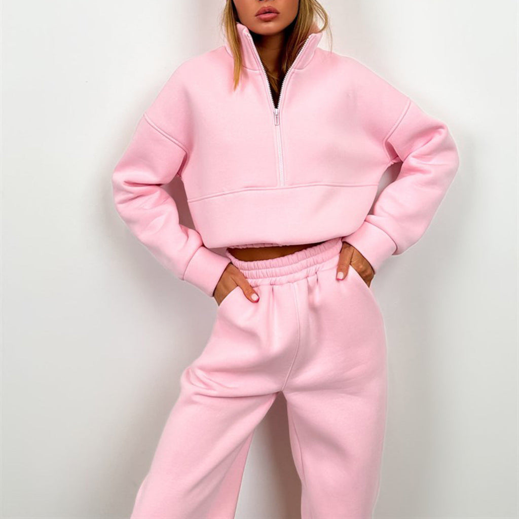 Cropped Half-Zip Fleece Set