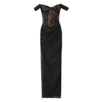 Women's Elaborate Lace Dress with Elegant Ruffle Details