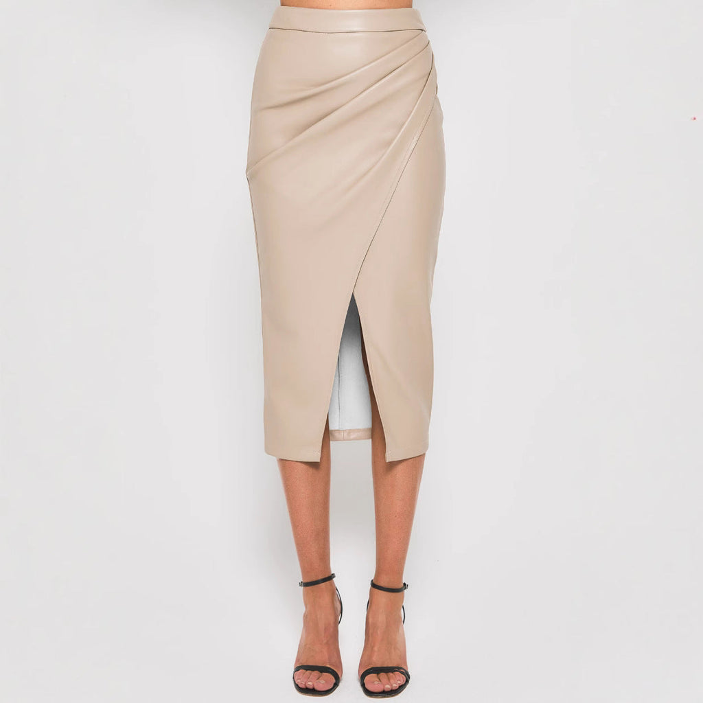 High-Waisted Vegan Wrap Skirt