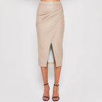 High-Waisted Vegan Wrap Skirt