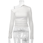 Women's Asymmetrical Long-Sleeve Top with Ruching