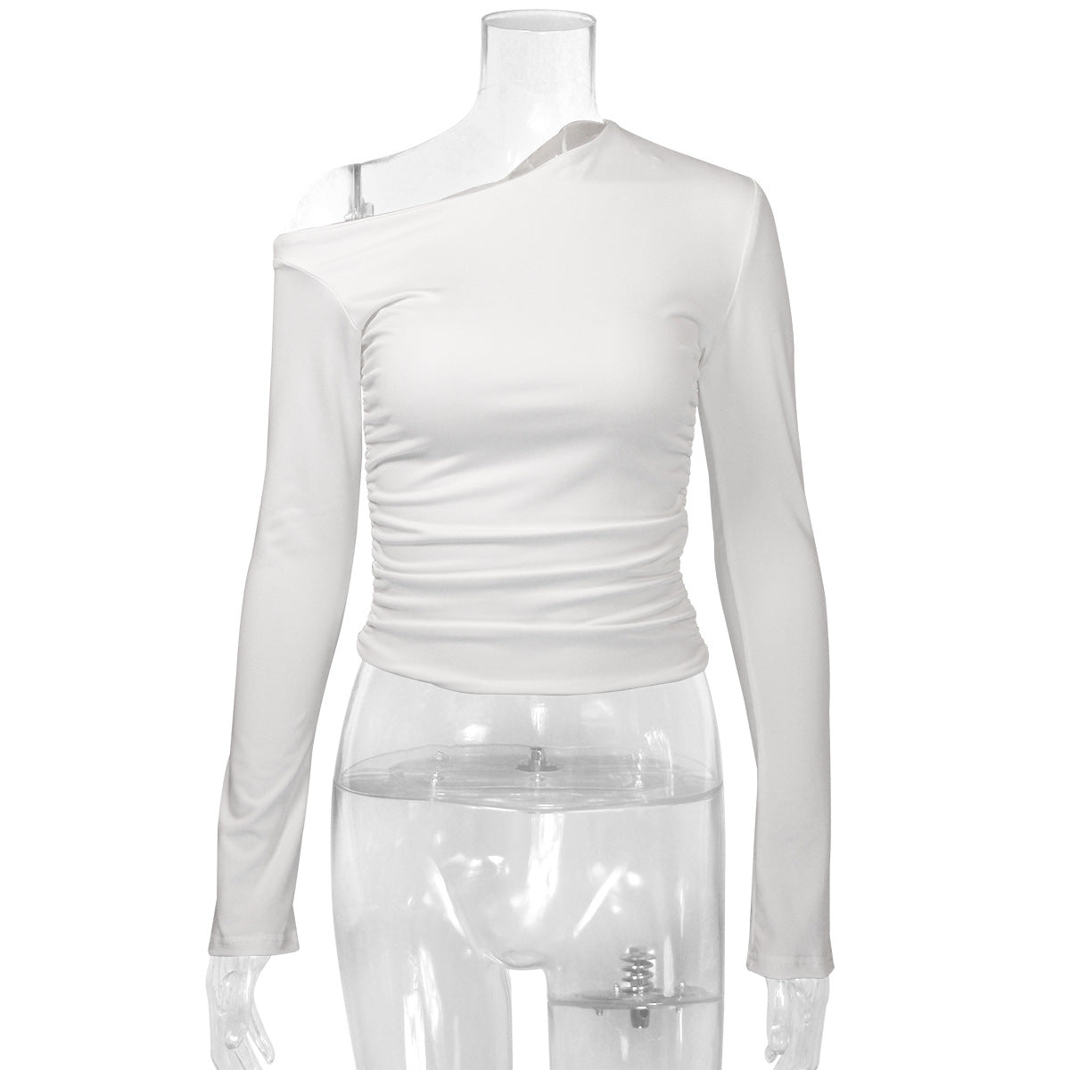 Women's Asymmetrical Long-Sleeve Top with Ruching