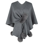 Elegant Poncho with Luxurious Faux Fur Trim