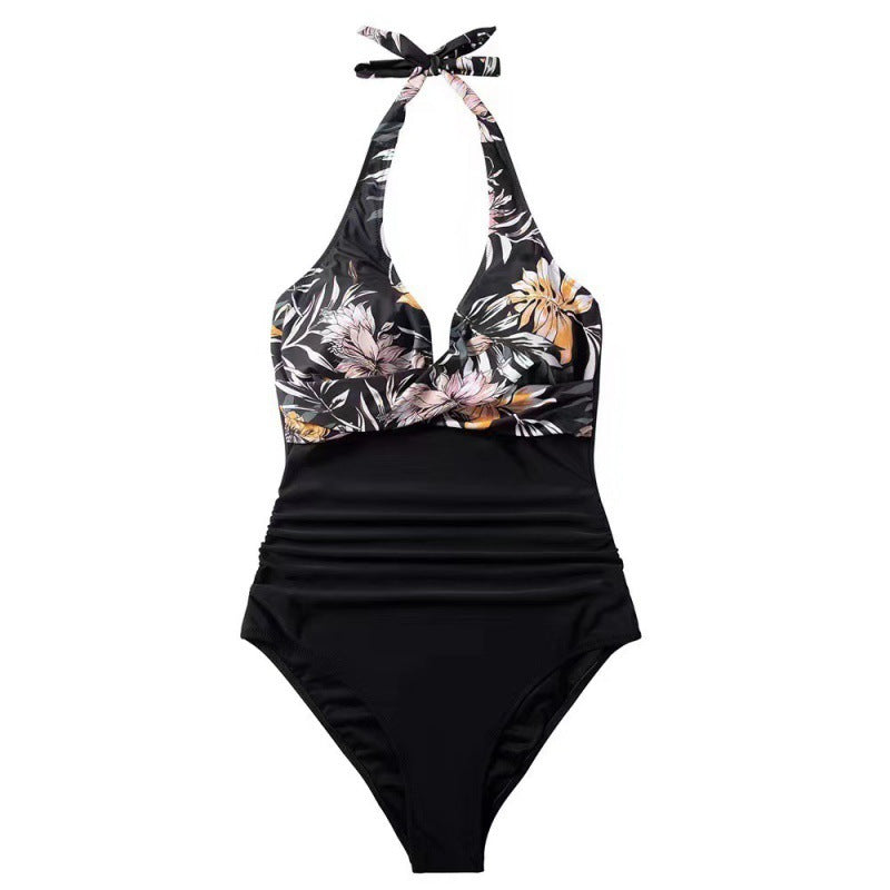 Women's Swimsuit with Refined Wrap Design and Floral Pattern