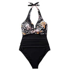 Women's Swimsuit with Refined Wrap Design and Floral Pattern