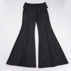 Women's Flared Pants with Decorative Snap Details