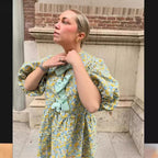 Blouse with Voluminous Sleeves and Floral Patterns